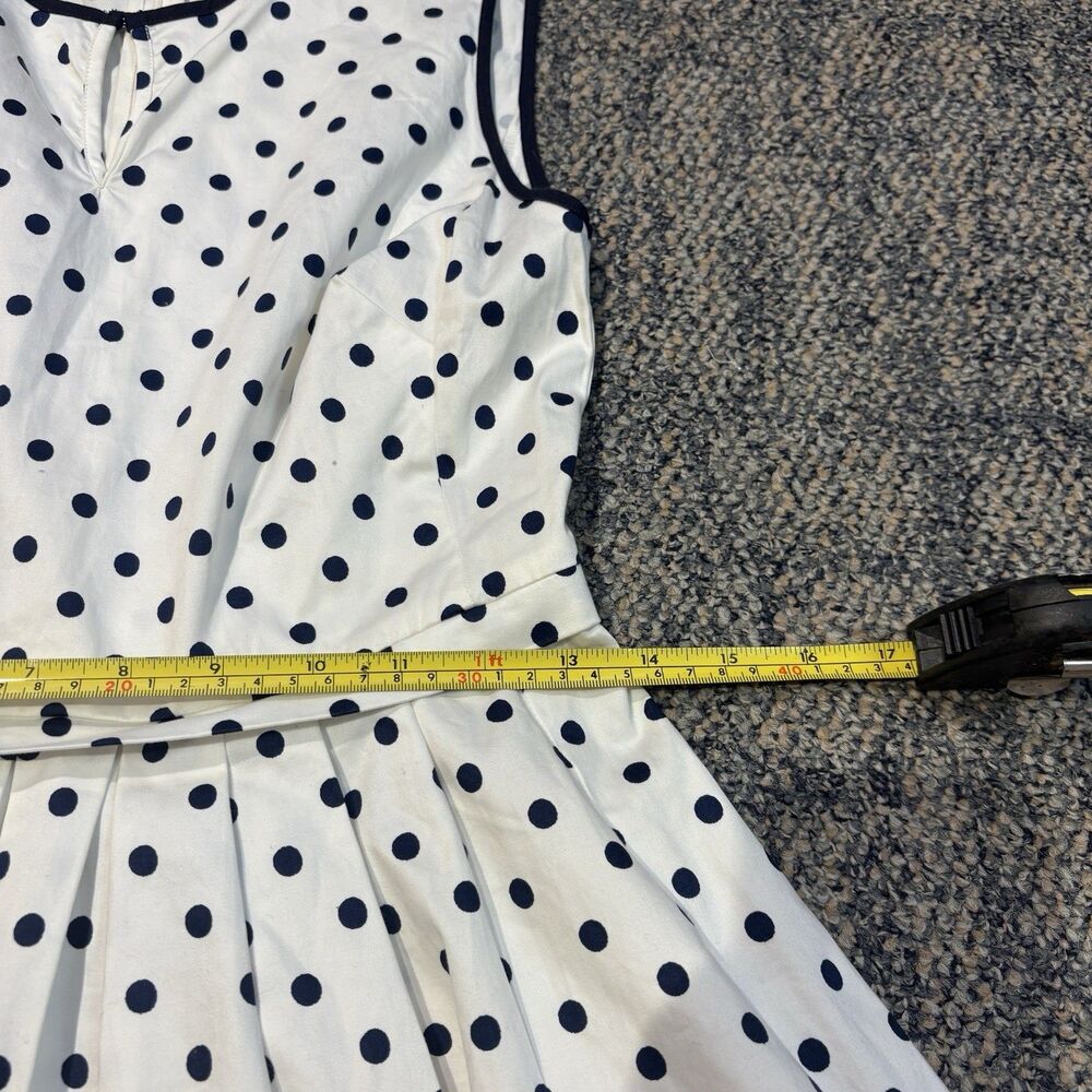 Boden Cotton Navy & White Polka Dot Sleeveless Dress Classic Preppy Look Size 2R - Picture 5 of 8